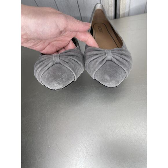 Vionic Gramecy Charcoal Suede Pointed Comfort Ballet Flats Bow Size 7.5 - Picture 3 of 8